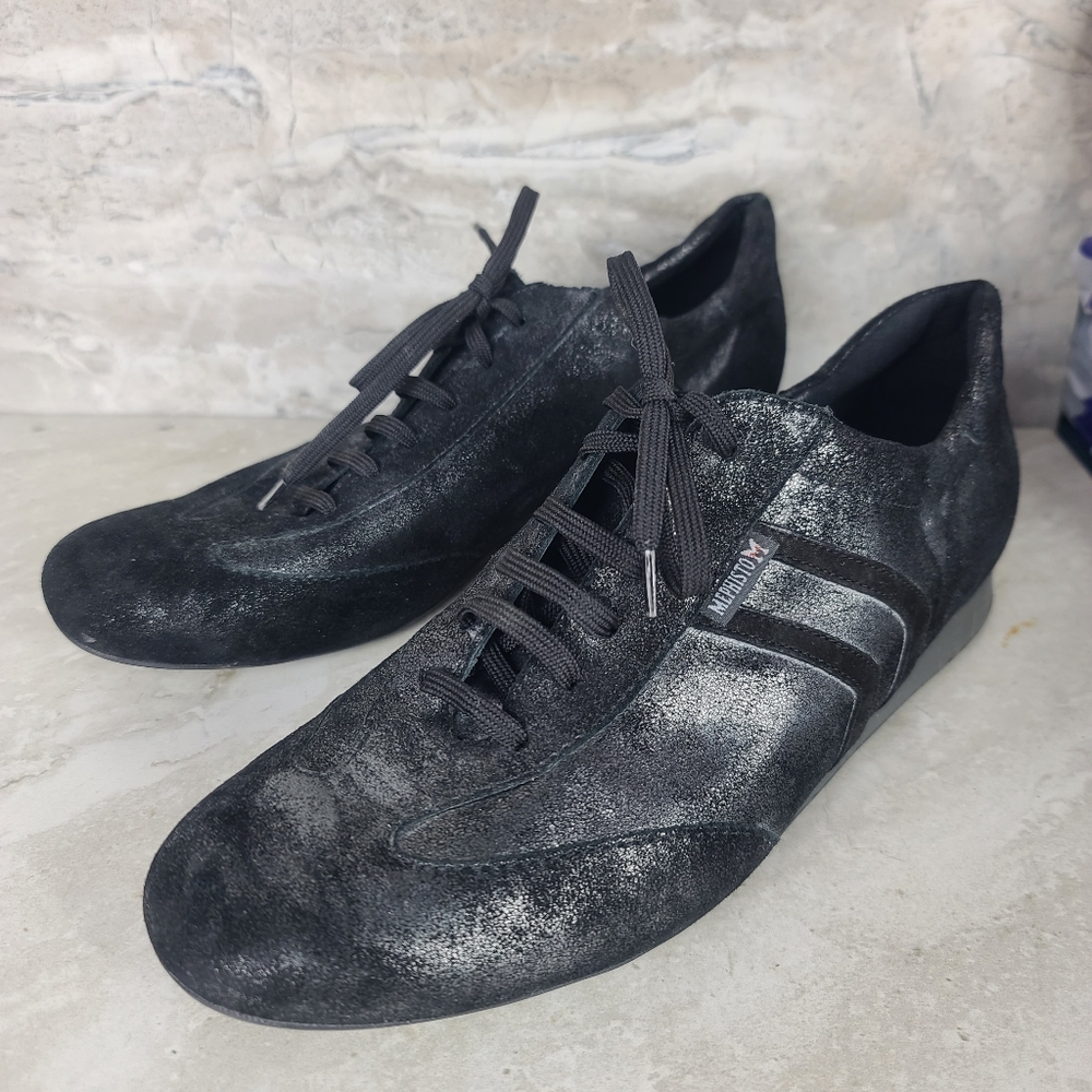 MEPHISTO Air Relax Gunmetal Leather Lace-up Comfort Shoes Walking Sneakers 10